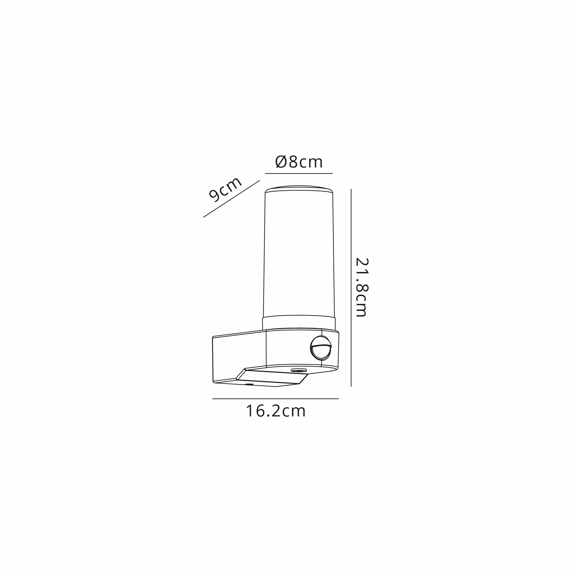 D0875  Milo Tubular Wall Lamp PIR IP54 Dark Brown